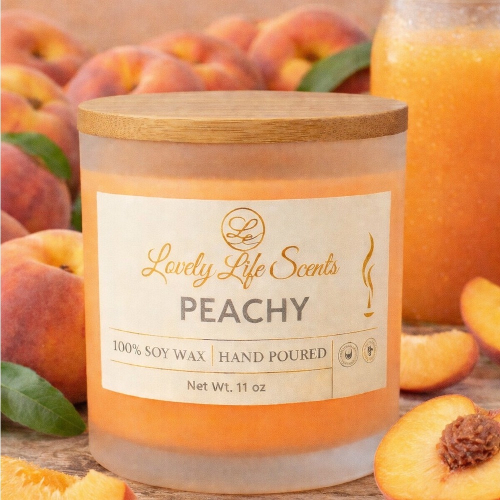 Peachy 11 oz Premium Soy Wax Candle a Sweet Nectar Scent from Lovely Life Scents - Picture 2 of 3